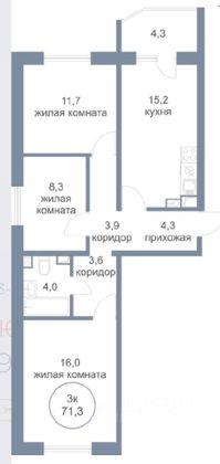Продажа 3-комнатной квартиры 67 м², 17/18 этаж