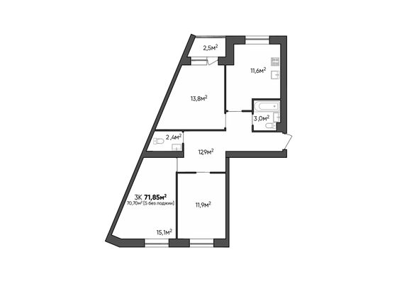 Продажа 3-комнатной квартиры 73,2 м², 2/3 этаж