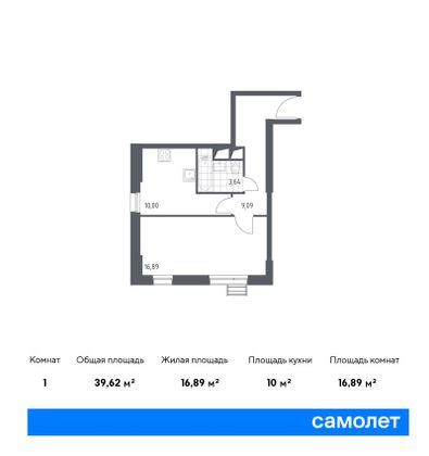 Продажа 1-комнатной квартиры 39,6 м², 20/31 этаж