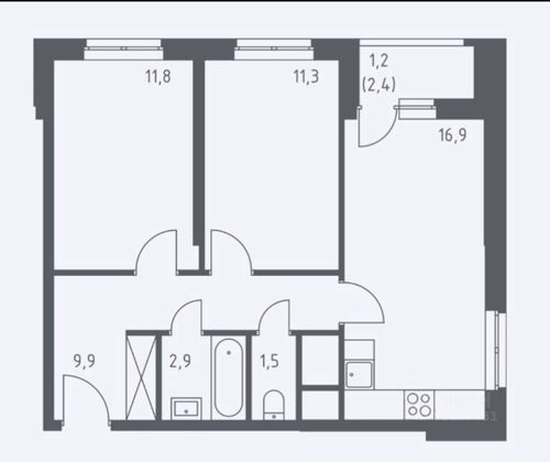 Продажа 2-комнатной квартиры 55,7 м², 25/32 этаж