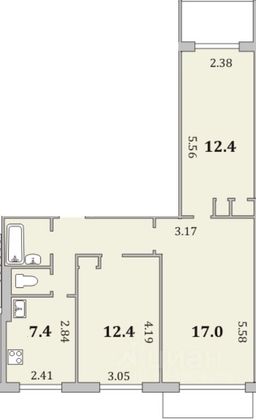 Продажа 3-комнатной квартиры 63,5 м², 4/9 этаж