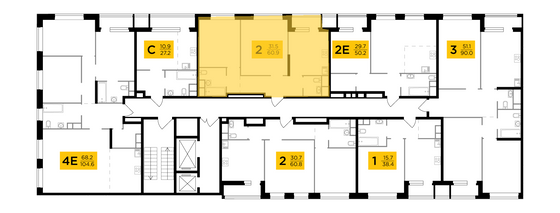 Продажа 2-комнатной квартиры 60,9 м², 5/22 этаж
