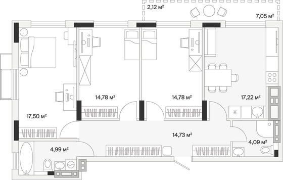 Продажа 3-комнатной квартиры 90,2 м², 7/7 этаж