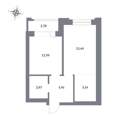 Продажа 2-комнатной квартиры 42,9 м², 13/27 этаж