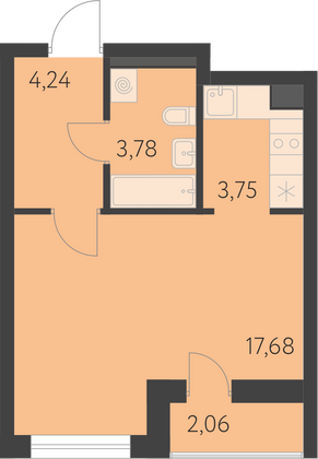 30,6 м², студия, 11 этаж