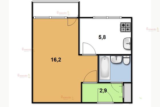 Продажа 1-комнатной квартиры 28,2 м², 4/5 этаж