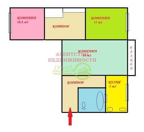 Продажа 3-комнатной квартиры 54,3 м², 2/4 этаж