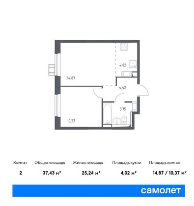 53,3 м², 2-комн. квартира, 11/17 этаж