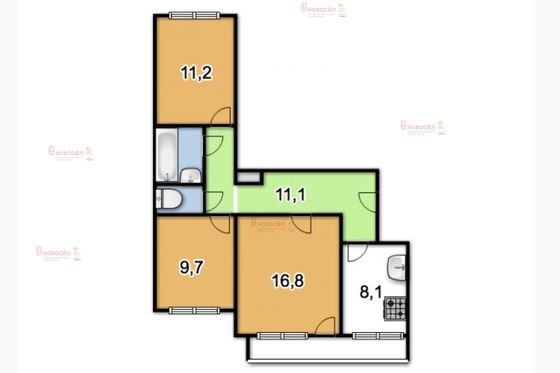 Продажа 3-комнатной квартиры 57 м², 7/9 этаж