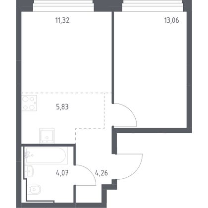 38,5 м², 1-комн. квартира, 23/23 этаж