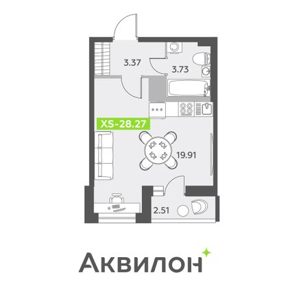 28,3 м², студия, 10/13 этаж