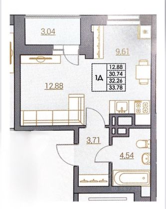Продажа квартиры-студии 34 м², 6/21 этаж