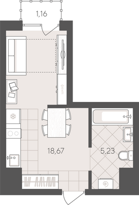 25,1 м², студия, 12/24 этаж