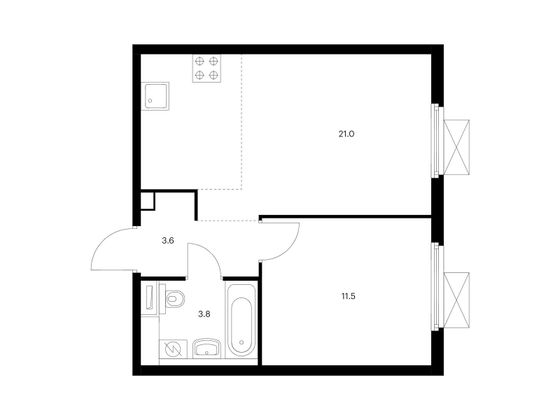 Продажа 1-комнатной квартиры 39,9 м², 25/33 этаж