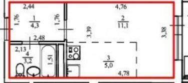 Продажа квартиры-студии 23,6 м², 5/18 этаж