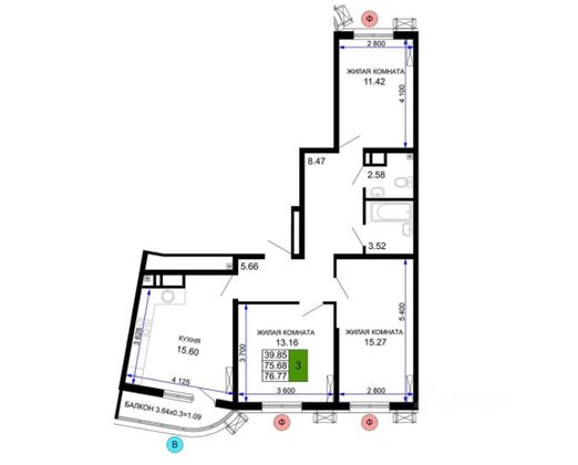 Продажа 3-комнатной квартиры 78 м², 5/24 этаж