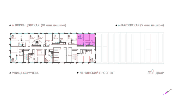 55 м², 2-комн. квартира, 40/58 этаж