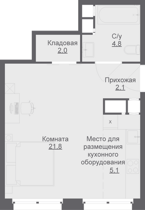 Продажа 1-комнатной квартиры 35,8 м², 4/17 этаж