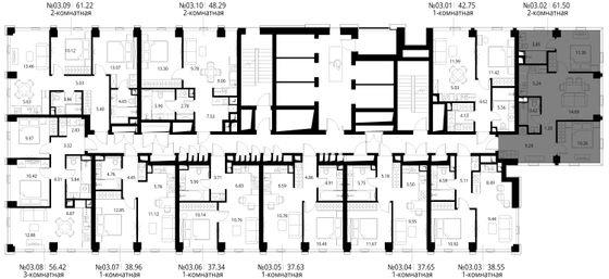 Продажа 2-комнатной квартиры 61,5 м², 3/48 этаж