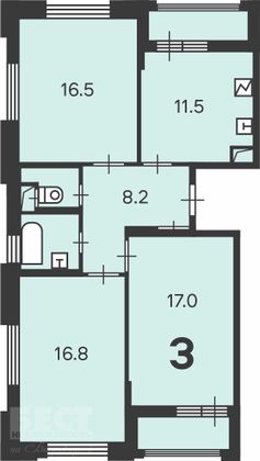 Продажа 3-комнатной квартиры 75 м², 2/24 этаж