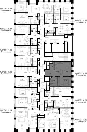 Продажа 1-комнатной квартиры 48,6 м², 17/26 этаж