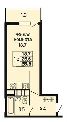Продажа 1-комнатной квартиры 29 м², 10/24 этаж