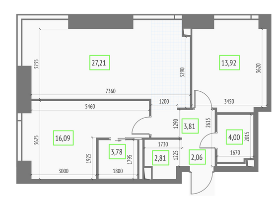 Продажа 2-комнатной квартиры 73,7 м², 18/57 этаж