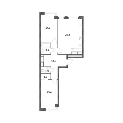 Продажа 2-комнатной квартиры 77,7 м², 21/23 этаж