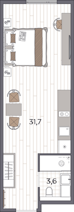 35,3 м², студия, 5/10 этаж