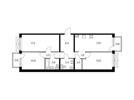 Продажа 3-комнатной квартиры 82,1 м², 2/9 этаж