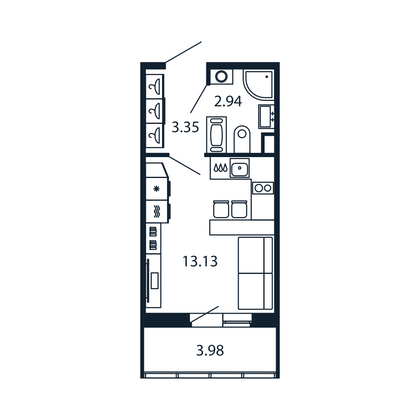 Продажа квартиры-студии 19 м², 4/13 этаж