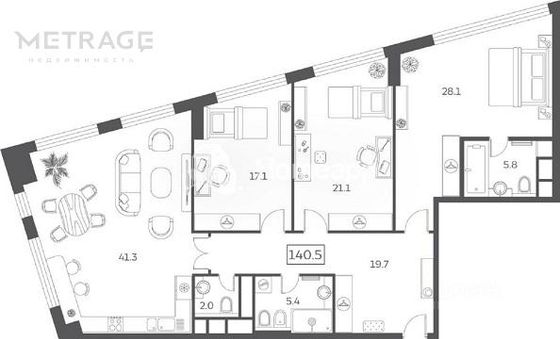 Продажа 4-комнатной квартиры 140,5 м², 8/22 этаж