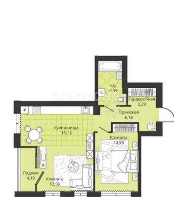 Продажа квартиры-студии 56,4 м², 2/4 этаж