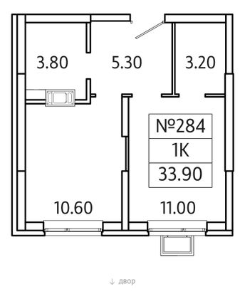 Продажа 1-комнатной квартиры 33,9 м², 16/20 этаж