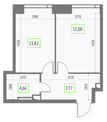 Продажа 1-комнатной квартиры 41,3 м², 32/57 этаж