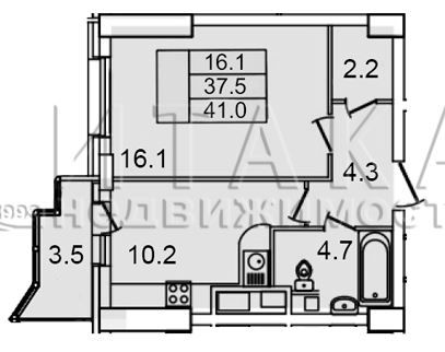 Продажа 1-комнатной квартиры 41 м², 3/27 этаж