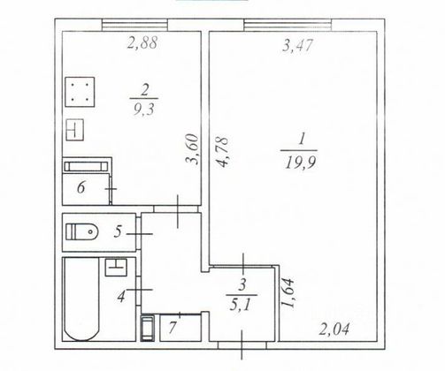 Продажа 1-комнатной квартиры 40 м², 3/5 этаж