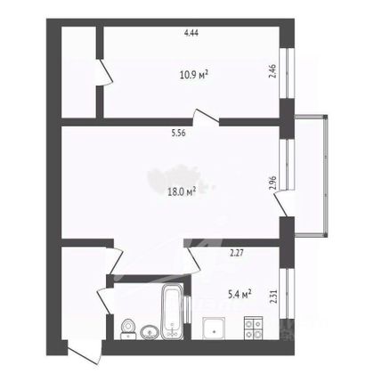 Продажа 2-комнатной квартиры 42,7 м², 3/5 этаж