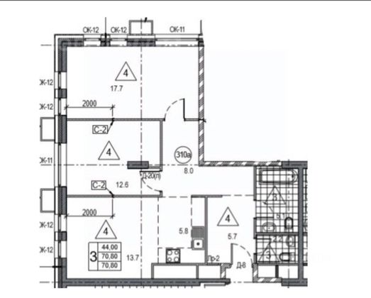 Продажа 3-комнатной квартиры 73,2 м², 20/22 этаж