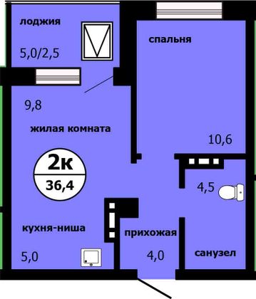 Продажа 2-комнатной квартиры 36,5 м², 9/14 этаж