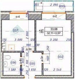 Продажа 1-комнатной квартиры 33,1 м², 5/9 этаж