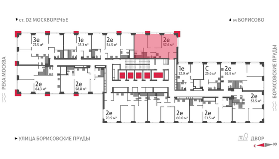 Продажа 2-комнатной квартиры 57,6 м², 16/52 этаж