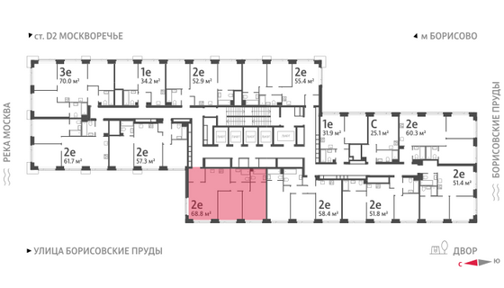 Продажа 2-комнатной квартиры 68,8 м², 22/52 этаж