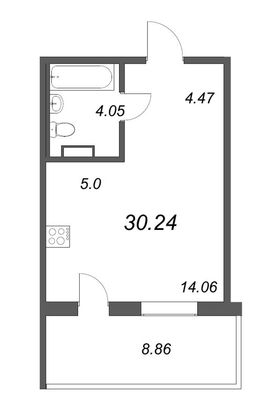 Продажа квартиры-студии 30,2 м², 3/5 этаж