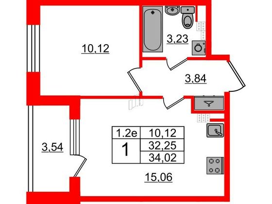 Продажа 1-комнатной квартиры 32,3 м², 4/5 этаж