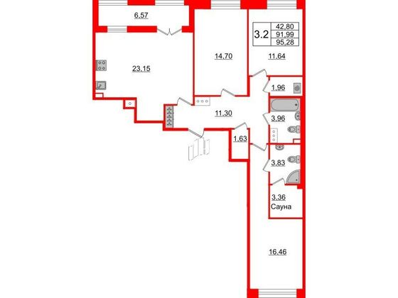 Продажа 3-комнатной квартиры 92 м², 3/12 этаж