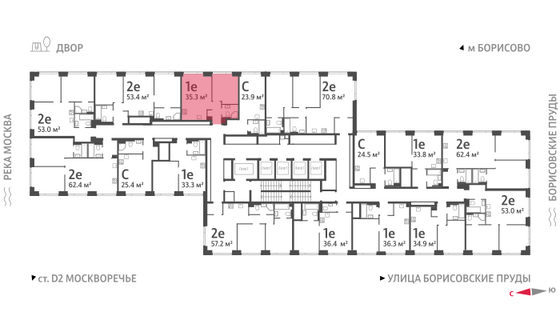 Продажа 1-комнатной квартиры 35,3 м², 29/52 этаж