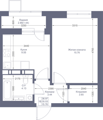 Продажа 1-комнатной квартиры 37 м², 10/17 этаж