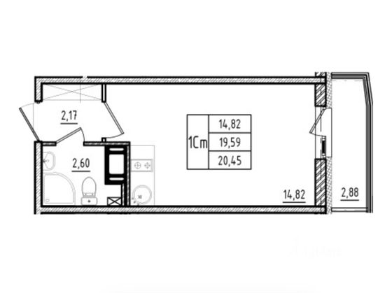 Продажа квартиры-студии 20,1 м², 18/18 этаж