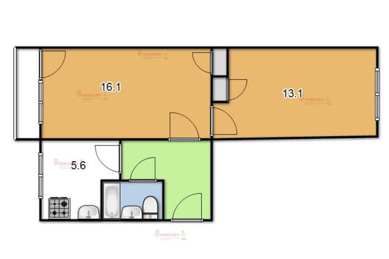 Продажа 2-комнатной квартиры 42 м², 1/3 этаж